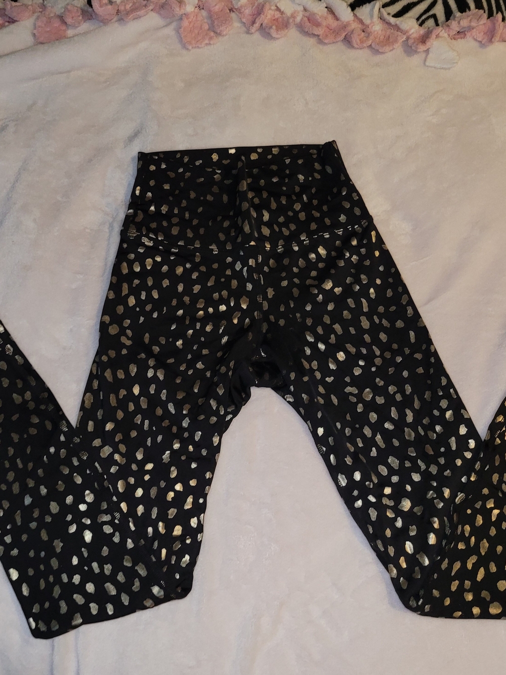 Beach Riot Piper Black Leggings with Metallic Gold Spot Print